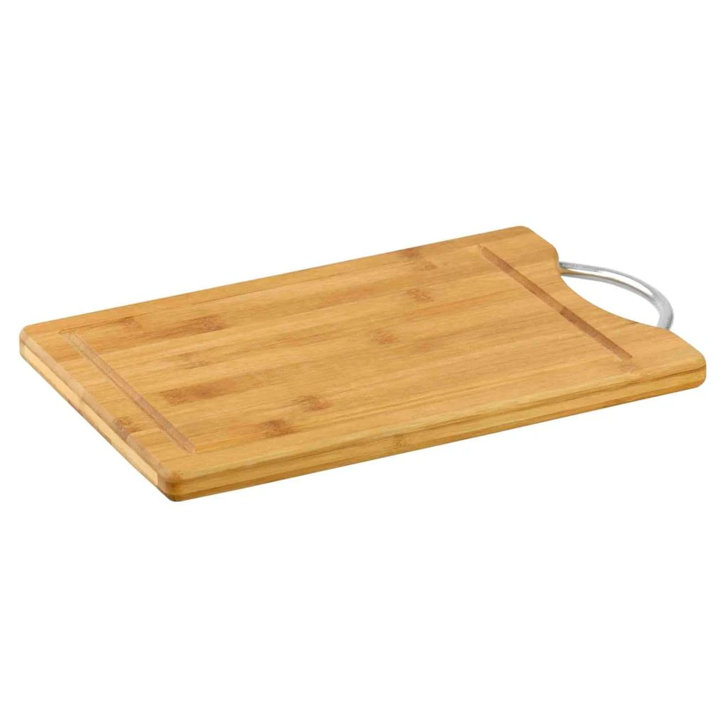 商品Home Basics|Home Basics 8" x 12"  Bamboo Cutting Board with Juice Groove and Stainless Steel Handle,价格¥119,第4张图片详细描述