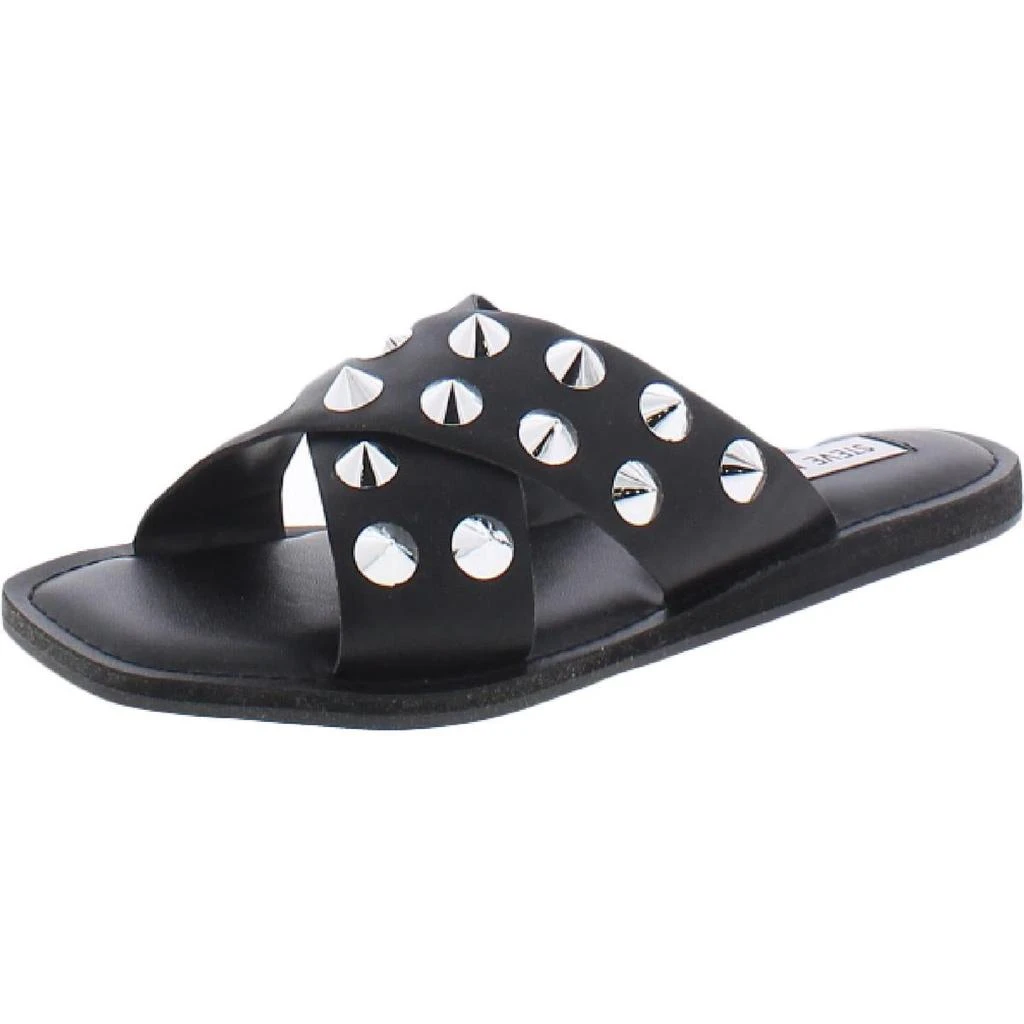 商品Steve Madden|Steve Madden Womens Cross Faux Leather Studded Flat Sandals,价格¥108,第1张图片
