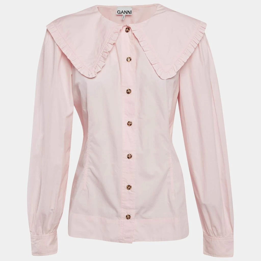 商品[二手商品] Ganni|Ganni Pink Cotton Ruffled Platter Collar Shirt XL,价格¥1070,第1张图片