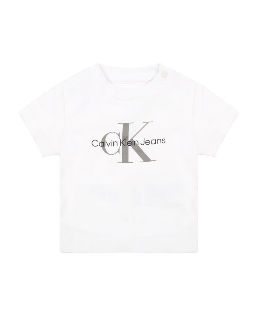 White T-shirt For Baby Kids With Logos商品第1张图片规格展示