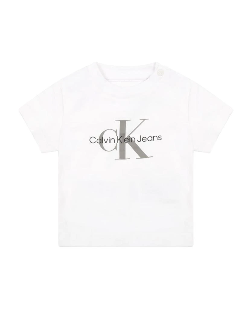 商品Calvin Klein|White T-shirt For Baby Kids With Logos,价格¥475,第1张图片