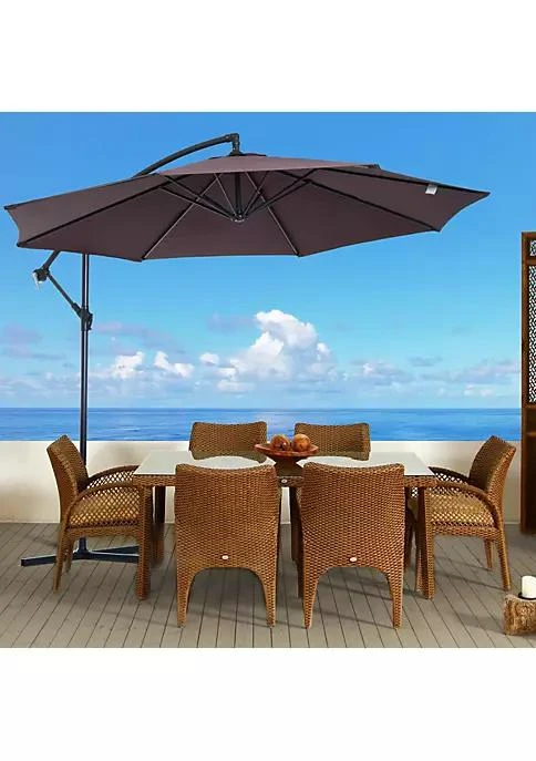 商品Outsunny|10 Cantilever Hanging Tilt Offset Patio Umbrella With Uv And Water Fighting Material And A Sturdy Stand Brown,价格¥992,第3张图片详细描述