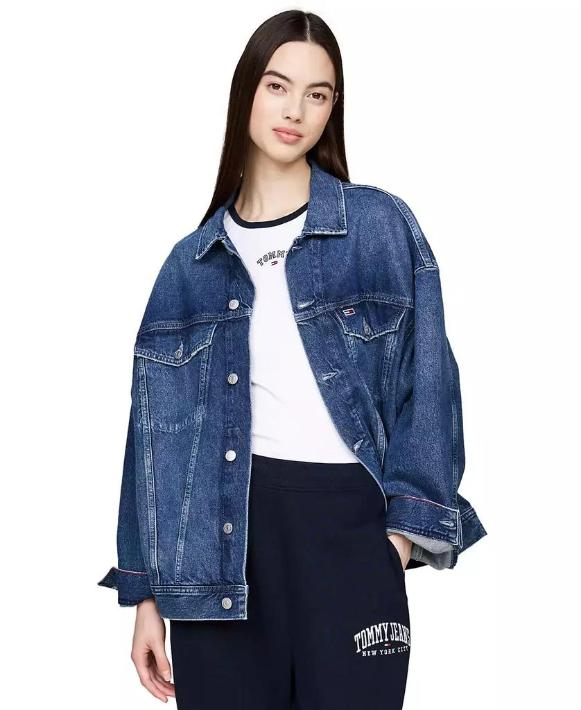 商品Tommy Jeans|Women's Daisy Oversized Flag Denim Jacket,价格¥624,第1张图片