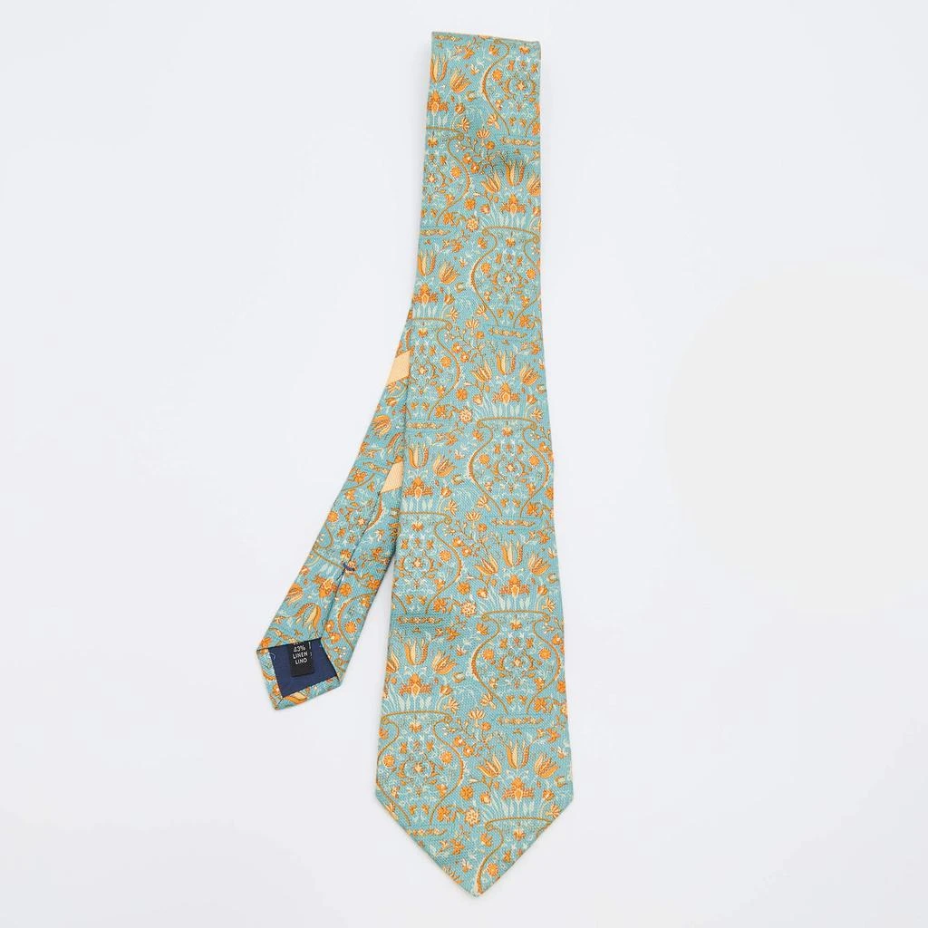 商品[二手商品] Salvatore Ferragamo|Salvatore Ferragamo Blue Floral Print Silk & Linen Tie,价格¥810,第1张图片