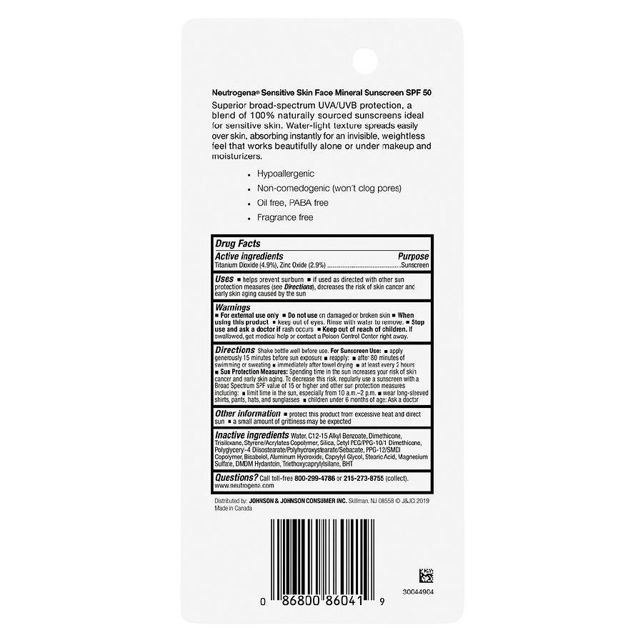 商品Neutrogena|Sensitive Skin Face Liquid Sunscreen, SPF 50 Fragrance Free,价格¥84,第5张图片详细描述