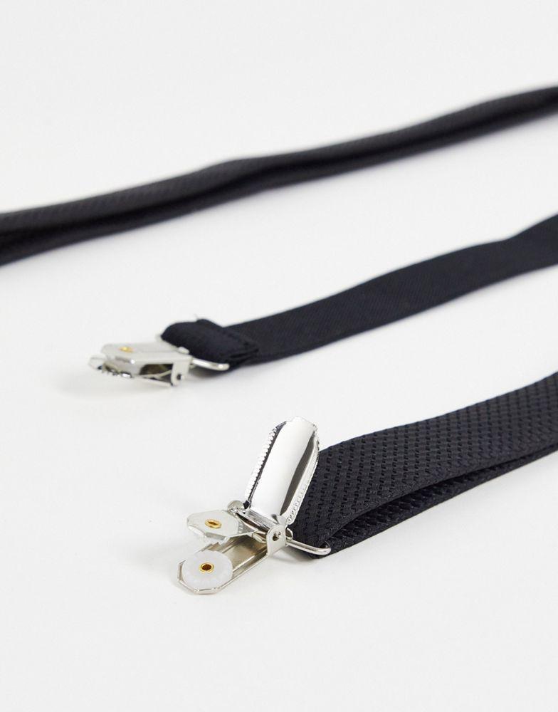 Noak textured bow tie and braces in black商品第4张图片规格展示