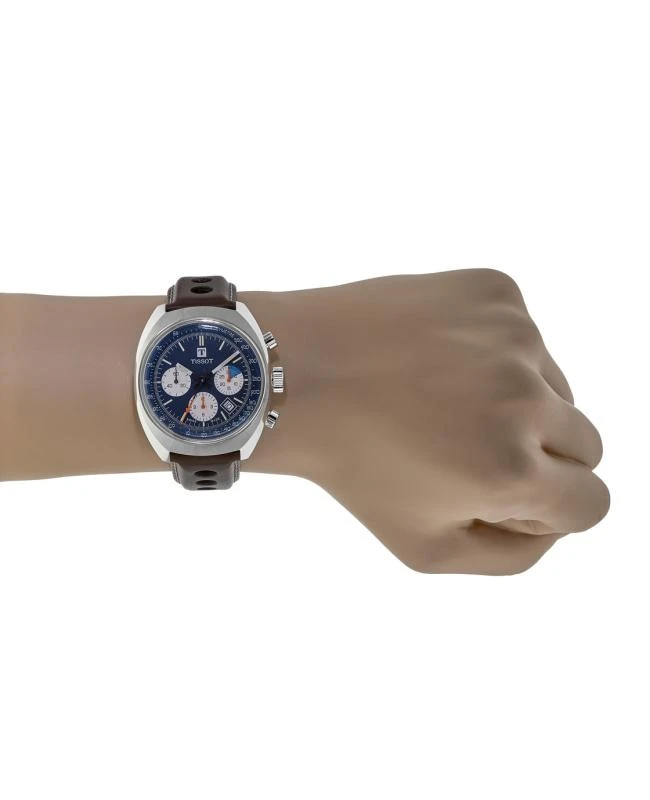 商品Tissot|Tissot Heritage 1973 Chronograph Blue Leather Strap Men's Watch T124.427.16.041.00,价格¥14241,第4张图片详细描述