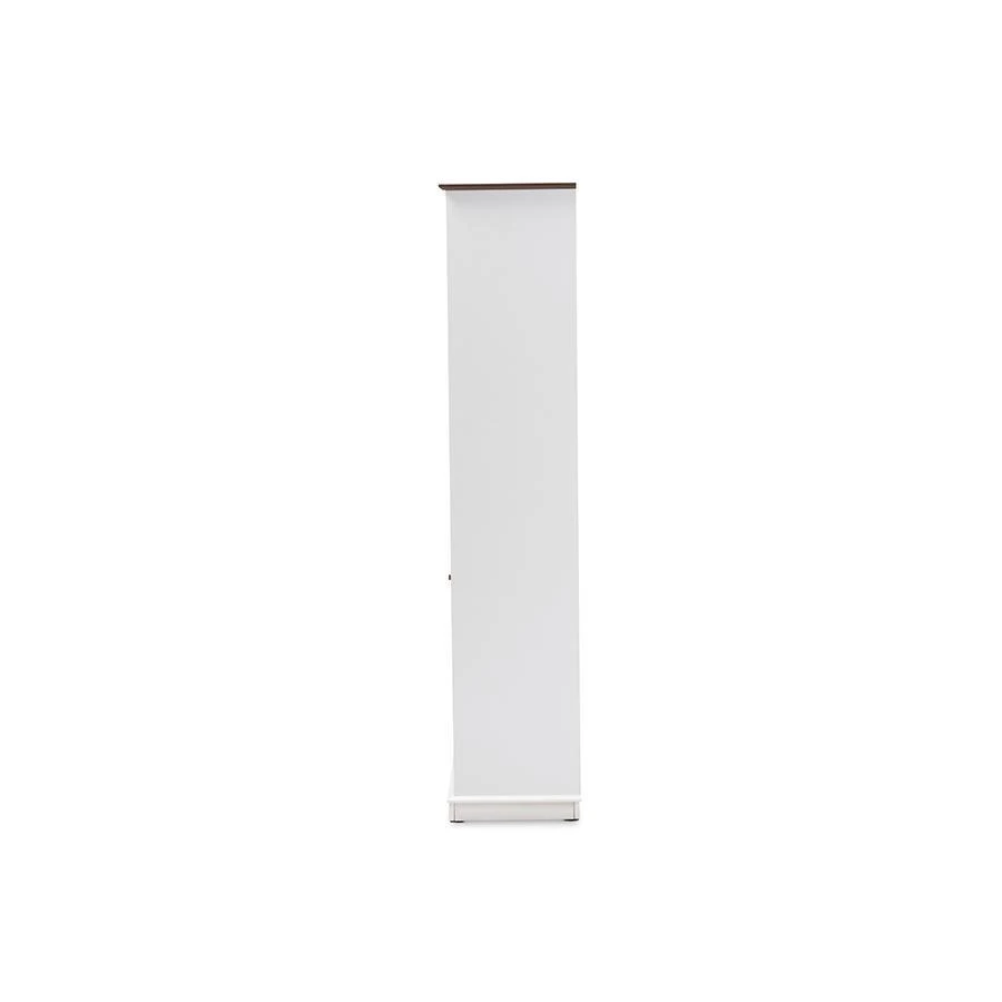 商品Baxton Studio|Mattia Mid-Century Modern White and Walnut Finished Wood Wine Cabinet,价格¥2548,第4张图片详细描述