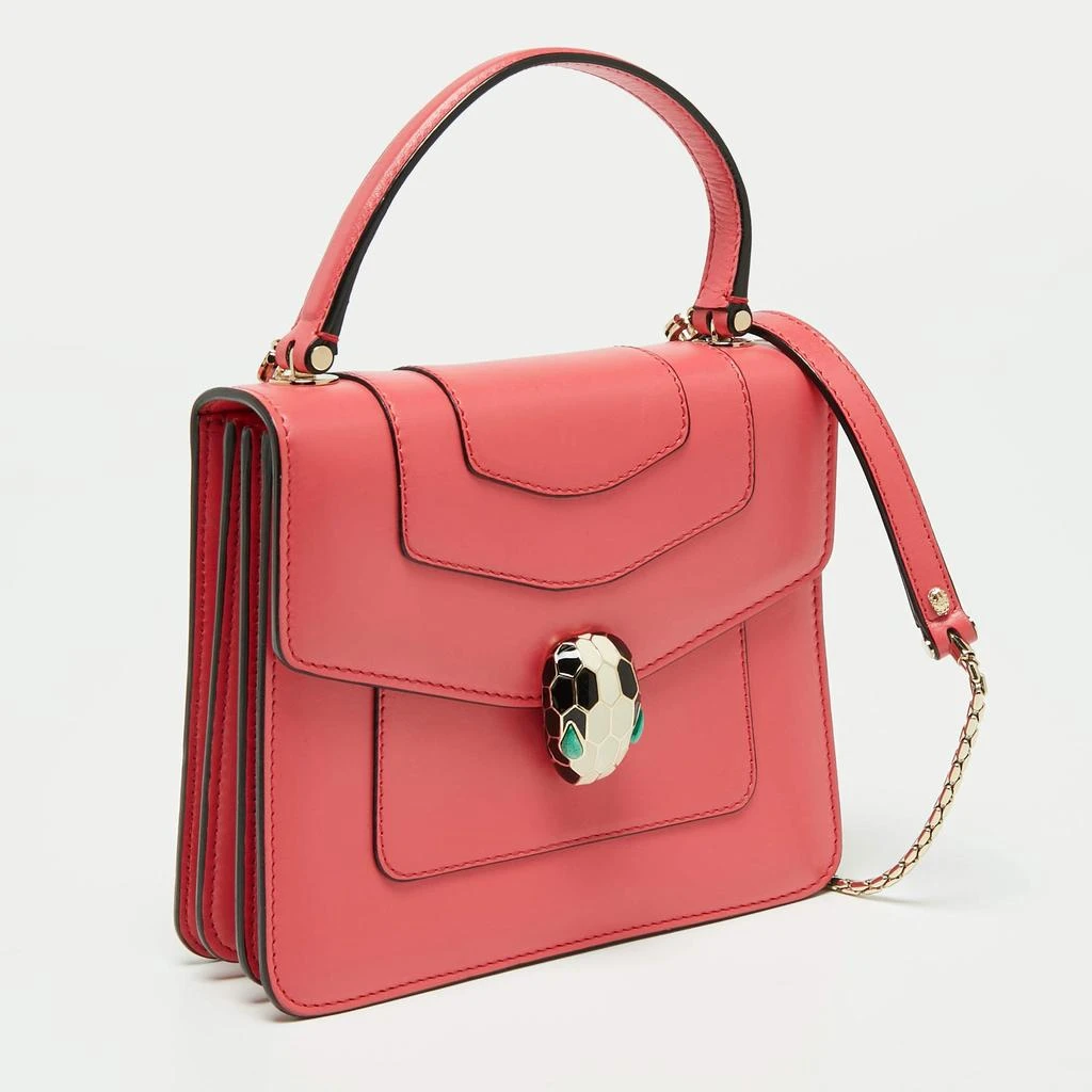 商品[二手商品] BVLGARI|Bvlgari Pink Leather Serpenti Forever Flap Top Handle Bag,价格¥9752,第3张图片详细描述