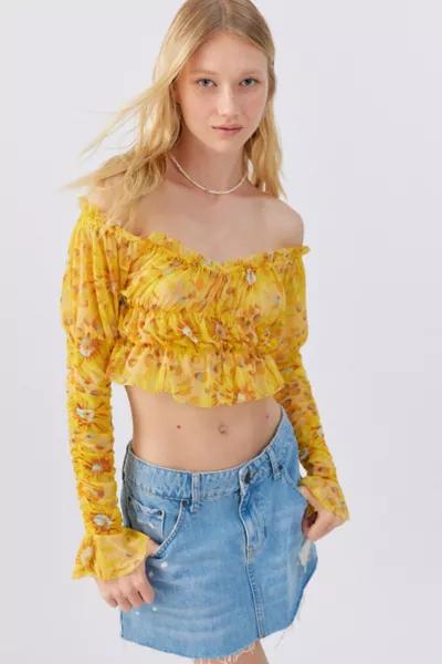 UO Isla Sheer Off-The-Shoulder Blouse商品第4张图片规格展示