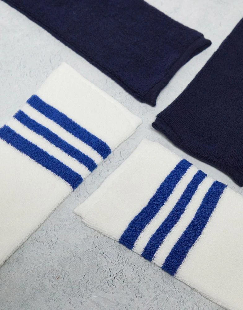 商品ASOS|ASOS DESIGN 2 pack sock in towelling with navy stripe,价格¥59,第2张图片详细描述