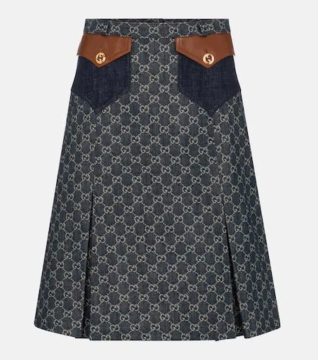 商品Gucci|GG jacquard denim midi skirt,价格¥8478,第1张图片