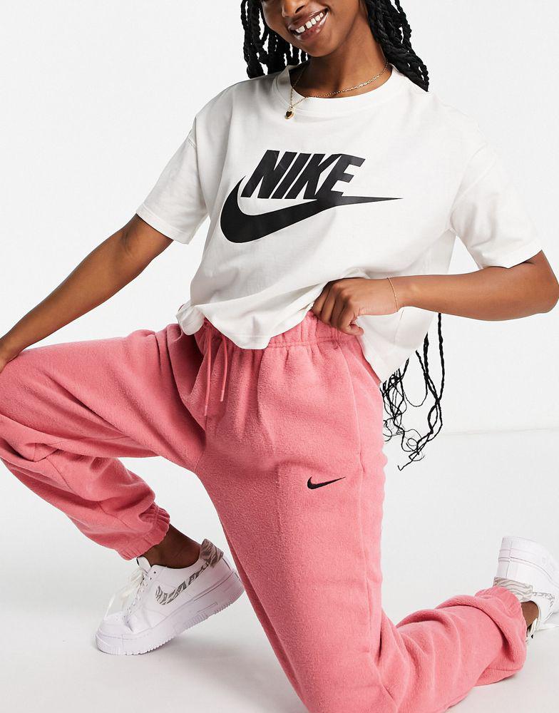 Nike mini swoosh high rise plush joggers in archaeo pink商品第3张图片规格展示