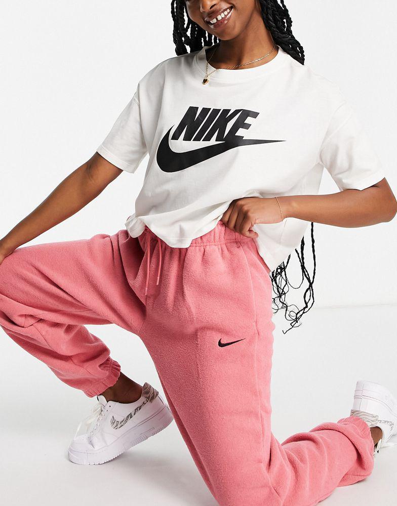 商品NIKE|Nike mini swoosh high rise plush joggers in archaeo pink,价格¥246,第5张图片详细描述