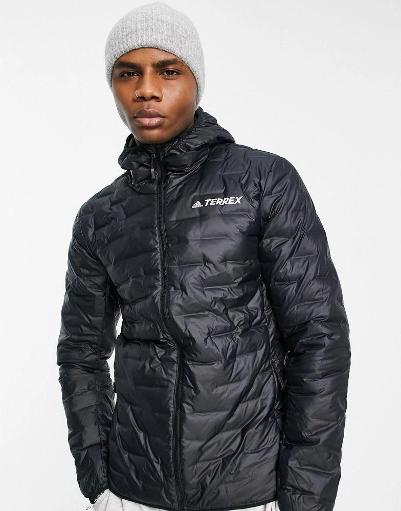 商品Adidas|adidas Terrex light down jacket with hood in black,价格¥578,第4张图片详细描述