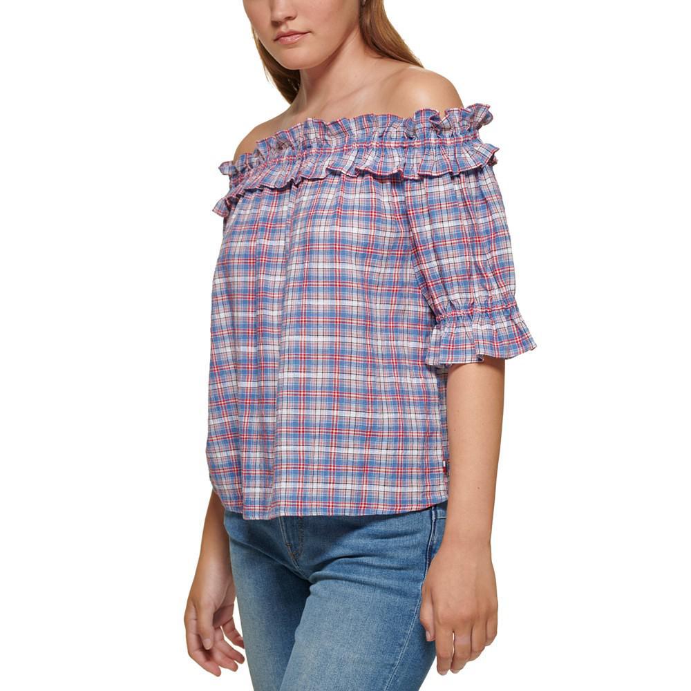 商品Tommy Hilfiger|Women's Plaid Off-The-Shoulder Top,价格¥92,第5张图片详细描述