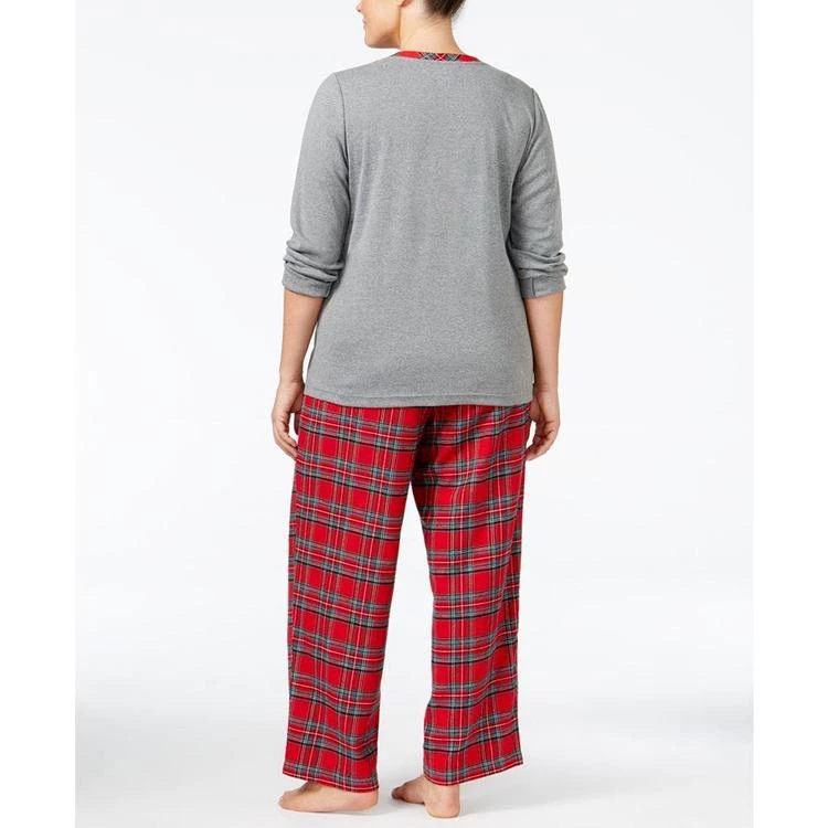 商品Charter Club|Plus Size Trimmed Knit Top and Printed Pants Pajama Set, Created for Macy's,价格¥198,第3张图片详细描述