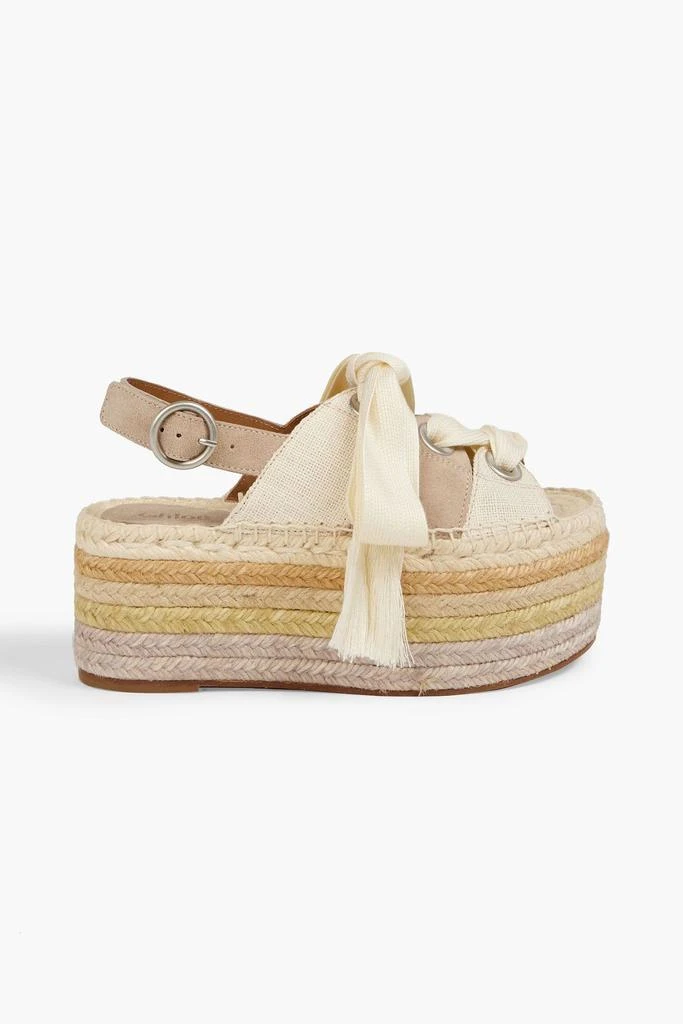 商品Chloé|Suede-trimmed canvas platform espadrille sandals,价格¥2425,第1张图片