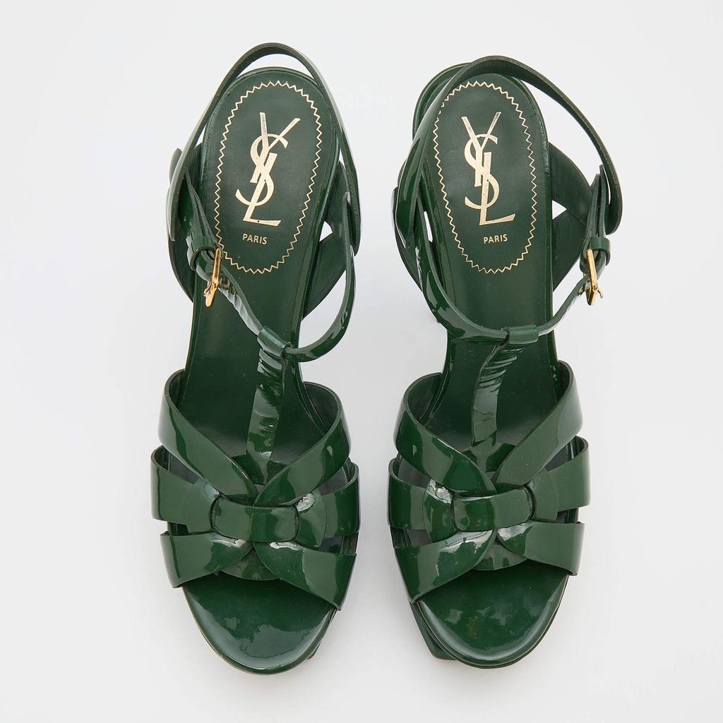 Yves Saint Laurent Green Patent Leather Tribute Platform Sandals Size 40商品第3张图片规格展示