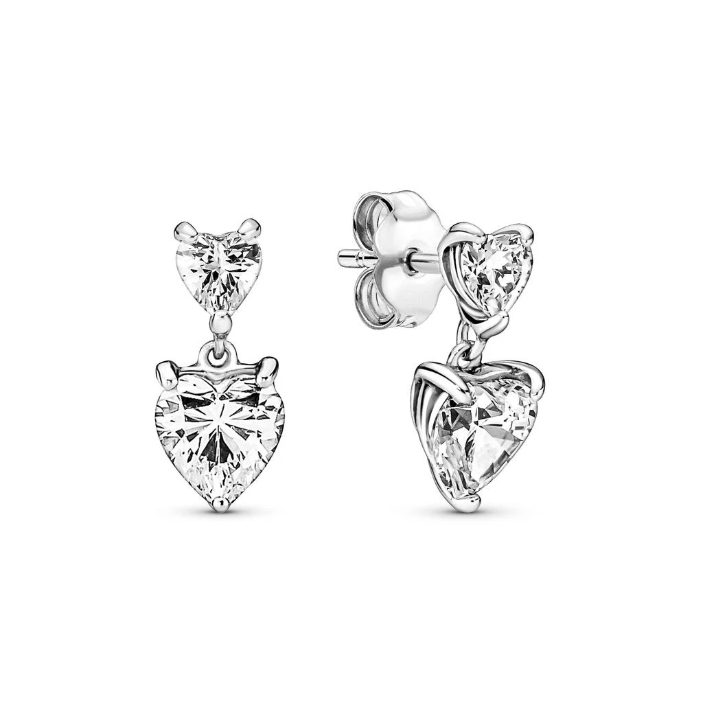 商品PANDORA|Double Heart Sparkling Stud Earrings,价格¥334,第1张图片