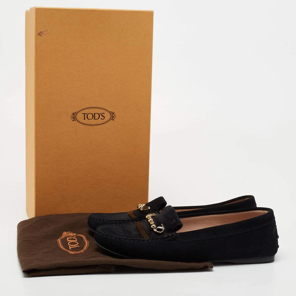 Tod's Black Suede Safety Pin Slip-On Loafers Size 38 商品