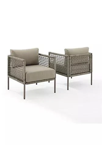 商品Crosley Furniture|Furniture Crosley Furniture Co6233lb Te 26 X 27.50 X 31.50 In. Cali Bay Outdoor Wicker Armchair Set   2 Armchairs Taupe Light Brown   2 Piece,价格¥3884,第1张图片