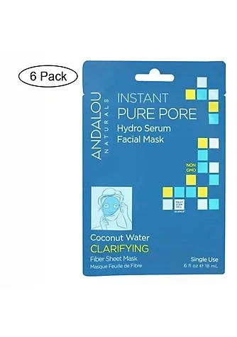 商品Andalou Naturals|Naturals Instant Pure Pore Facial Mask   Coconut Water Clarifying   Case Of 6   0.6 Fl Oz,价格¥276,第1张图片