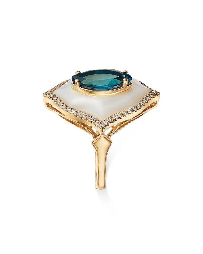 商品Bloomingdale's|London Blue Topaz, Mother of Pearl, & Diamond Statement Ring in 14K Yellow Gold - Exclusive,价格¥21677,第4张图片详细描述
