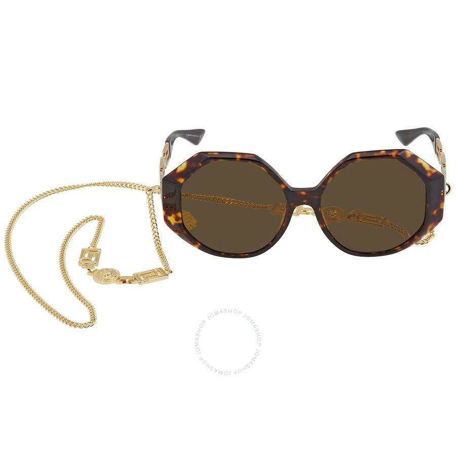 商品Versace|Dark Brown Geometric Ladies Sunglasses VE4395 534673 59,价格¥964,第1张图片