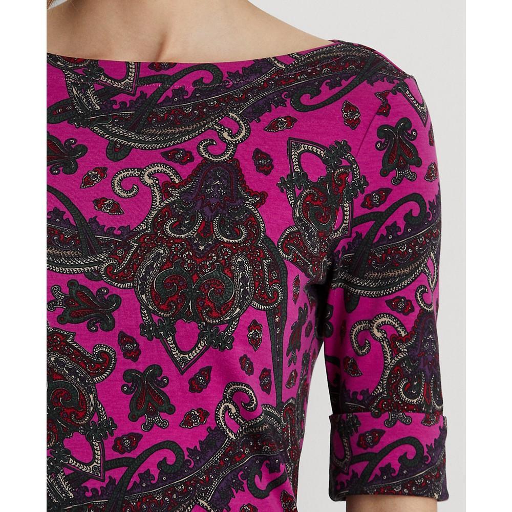 商品Ralph Lauren|Women's Paisley Stretch Cotton T-Shirt,价格¥306,第5张图片详细描述