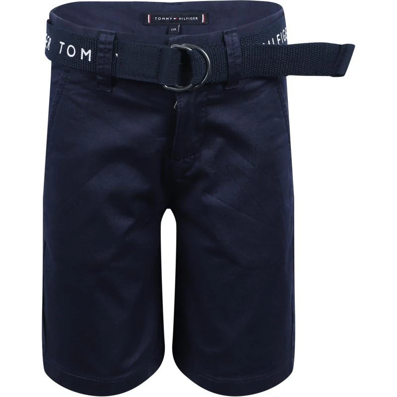 商品Tommy Hilfiger|Classic organic bermudas with branded belt in navy,价格¥474,第1张图片