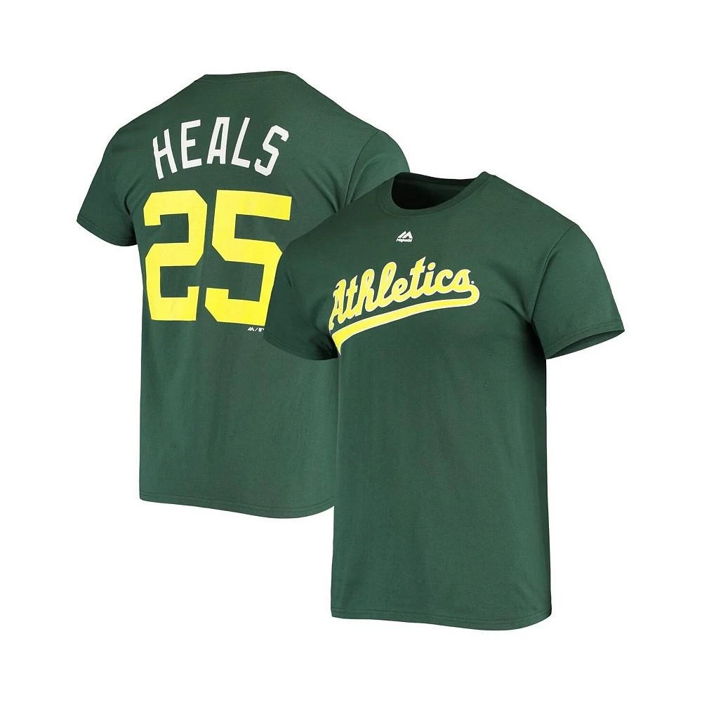 商品Majestic|Men's Ryon Healy "Heals" Green Oakland Athletics 2017 MLB Players Weekend Name and Number T-shirt,价格¥233,第1张图片