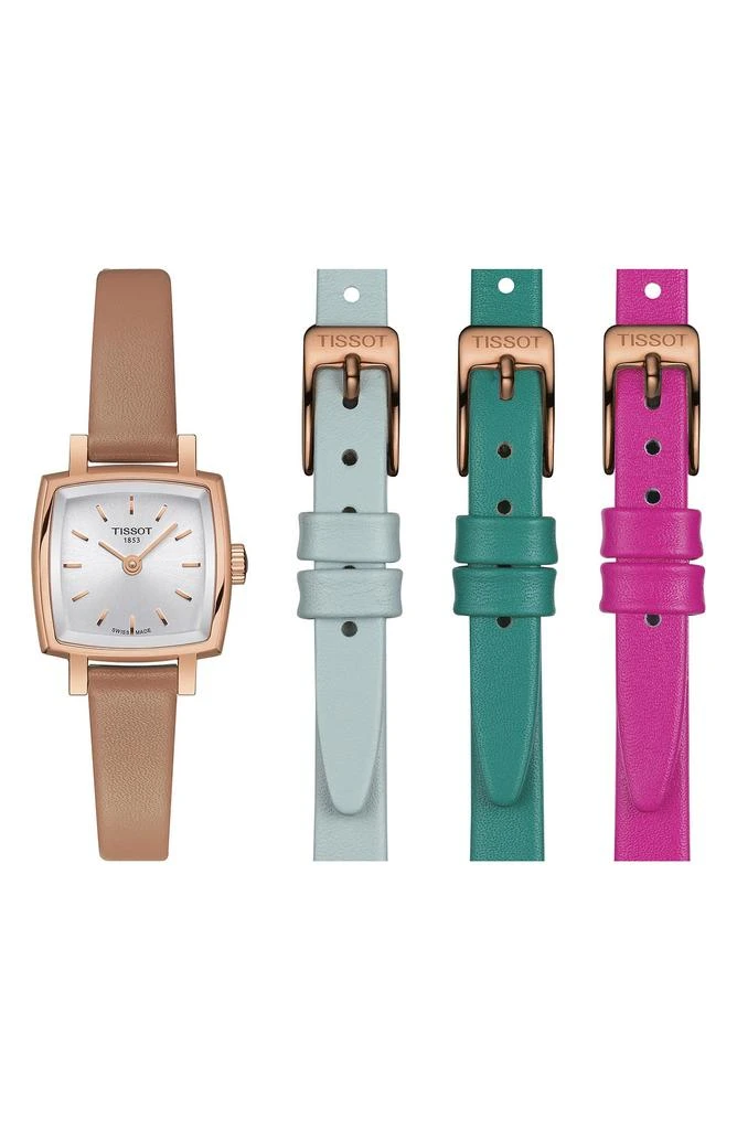 商品Tissot|Lovely Summer Leather Strap Square Watch & Interchangeable Straps Set, 20mm,价格¥1827,第4张图片详细描述