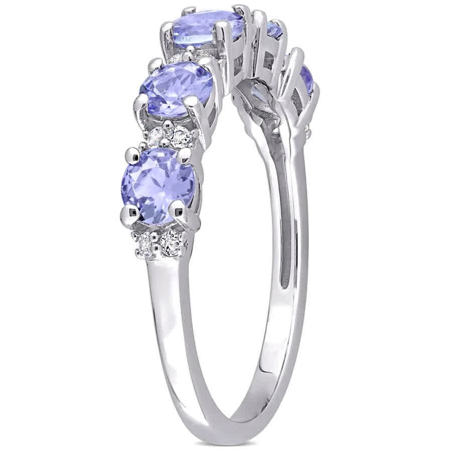商品Amour|1 1/2 CT TGW Tanzanite and White Topaz Semi Eternity Ring in Sterling Silver,价格¥1190,第2张图片详细描述