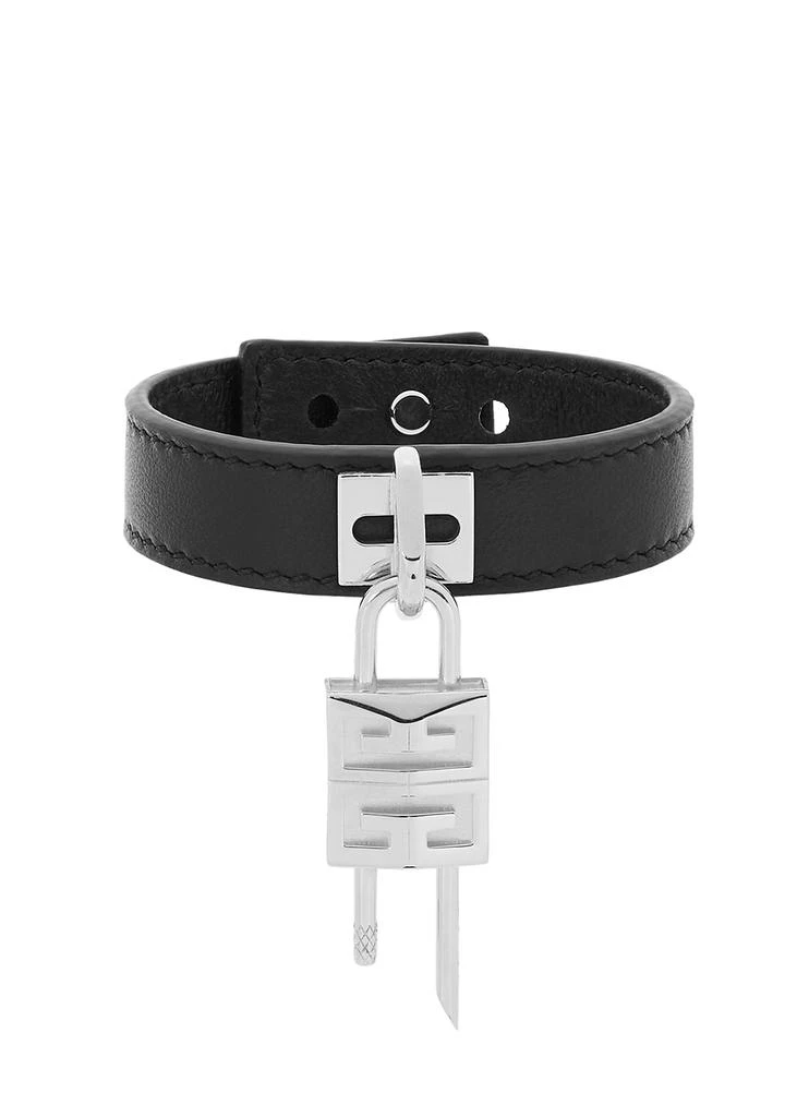 商品Givenchy|Padlock black leather bracelet,价格¥2041,第1张图片