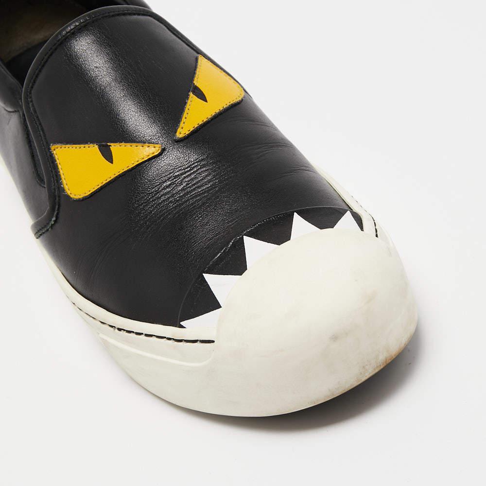 Fendi Black Leather Monster Slip On Sneakers Size 38.5商品第7张图片规格展示