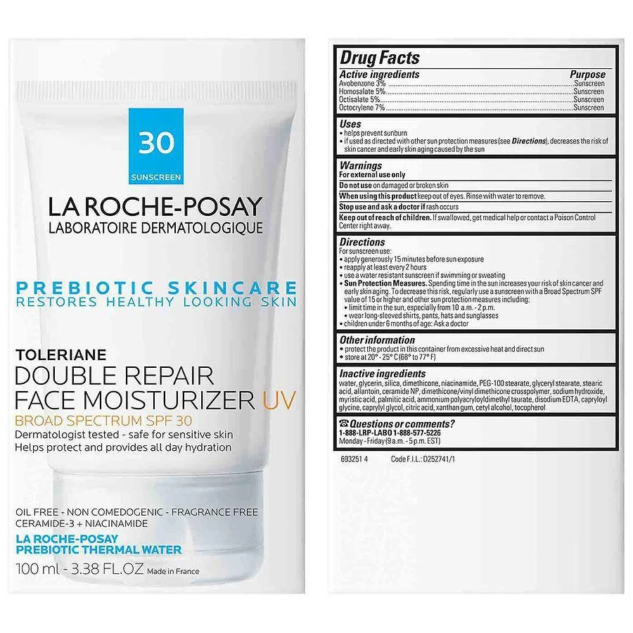 商品La Roche Posay|Face Moisturizer UV, Toleriane Double Repair Oil-Free Face Cream with SPF 30,价格¥161,第3张图片详细描述