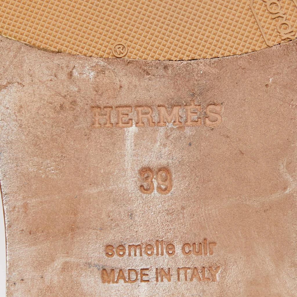 Hermes Orange Leather Omaha Flat Slides Size 39 商品