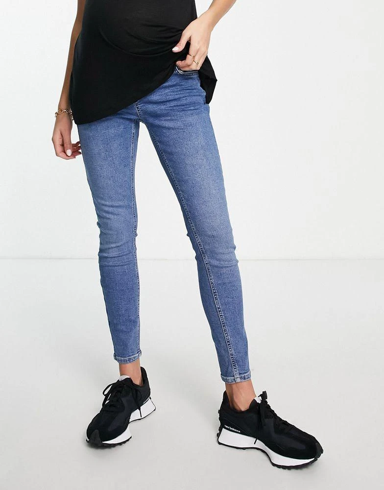 商品Topshop|Topshop Maternity under bump Jamie jeans in mid blue,价格¥209,第4张图片详细描述