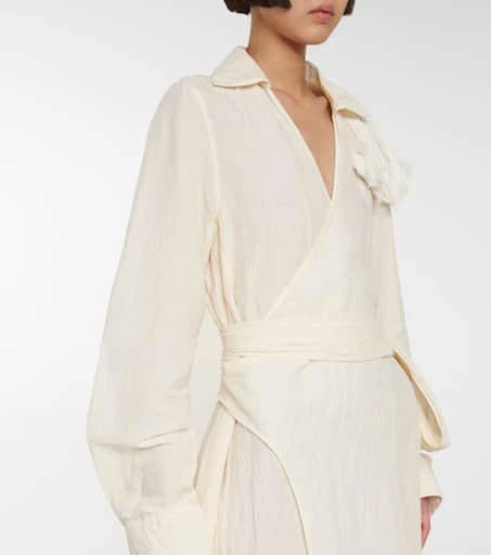 商品Jil Sander|亚麻与棉质裹身连衣裙,价格¥9712,第4张图片详细描述