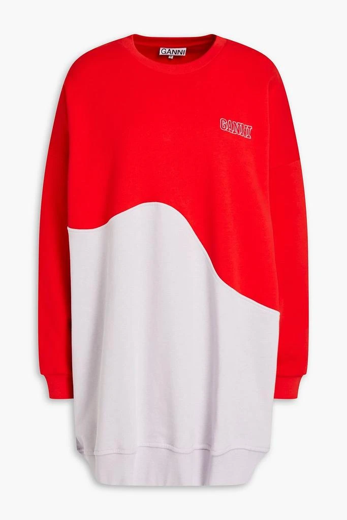 商品Ganni|Oversized two-tone organic cotton-fleece sweatshirt,价格¥319,第1张图片