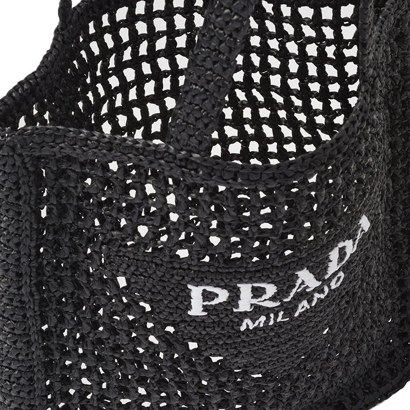 商品Prada|【预售3-7天】普拉达  女士黑色酒椰纤维解构式单肩手提镂空托特包1BG393_2A2T_F0002_V_OOO,价格¥12703,第6张图片详细描述