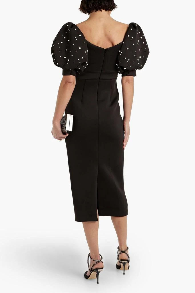 商品Badgley Mischka|Off-the-shoulder embellished scuba midi dress,价格¥2108,第3张图片详细描述