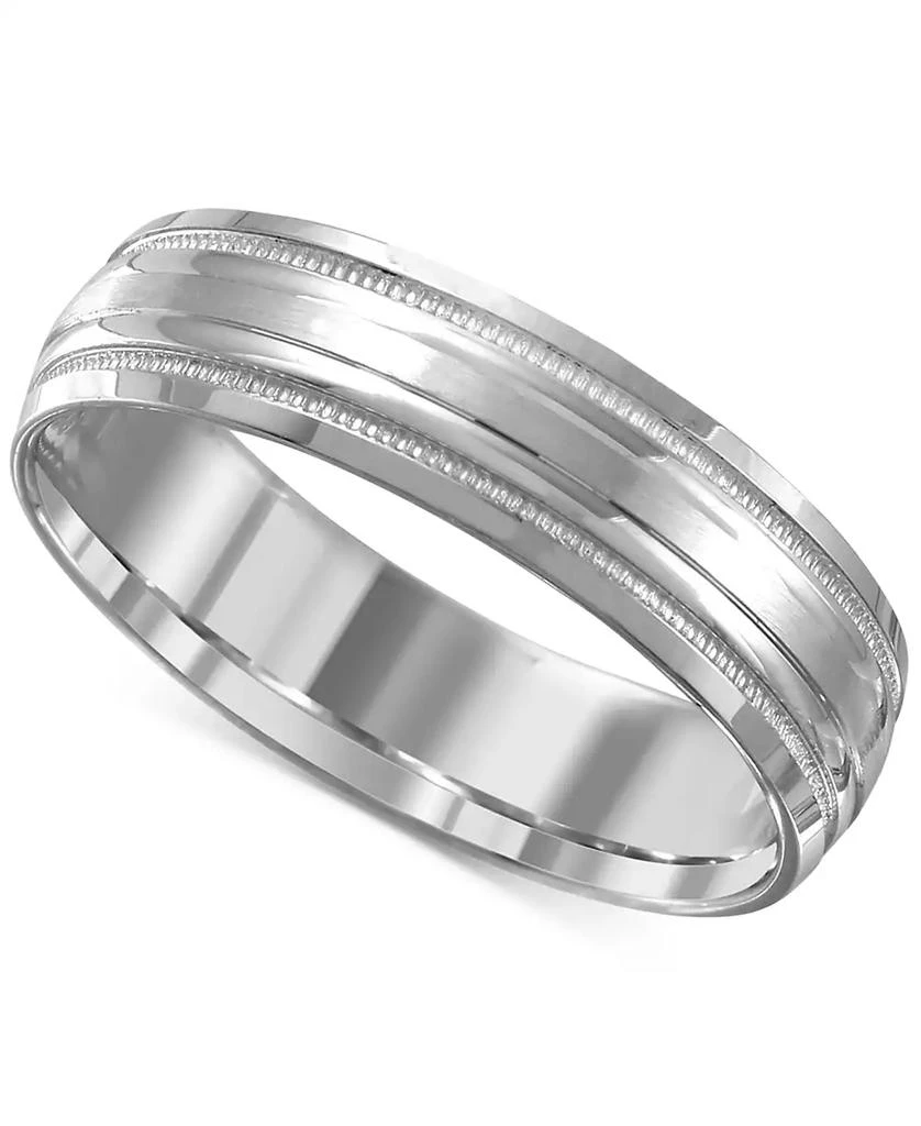 商品Macy's|Men's High-Polished Etched Wedding Band in 14k White Gold,价格¥6475,第1张图片