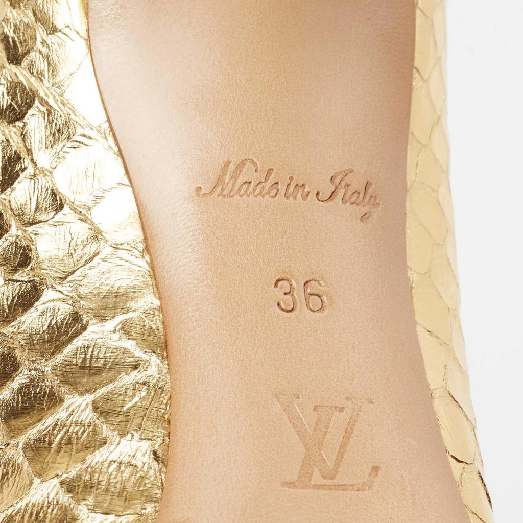 Louis Vuitton Metallic Gold Python Embossed Leather Metal Cap Toe Merry Go Round Pumps Size 36 商品