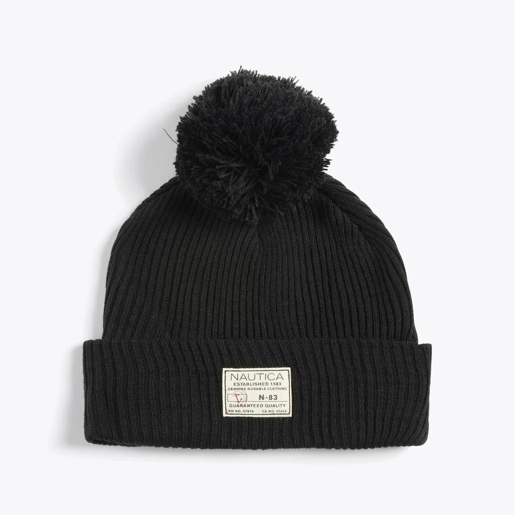 商品Nautica|Womens Rib-Knit Pom-Pom Beanie,价格¥81,第1张图片详细描述