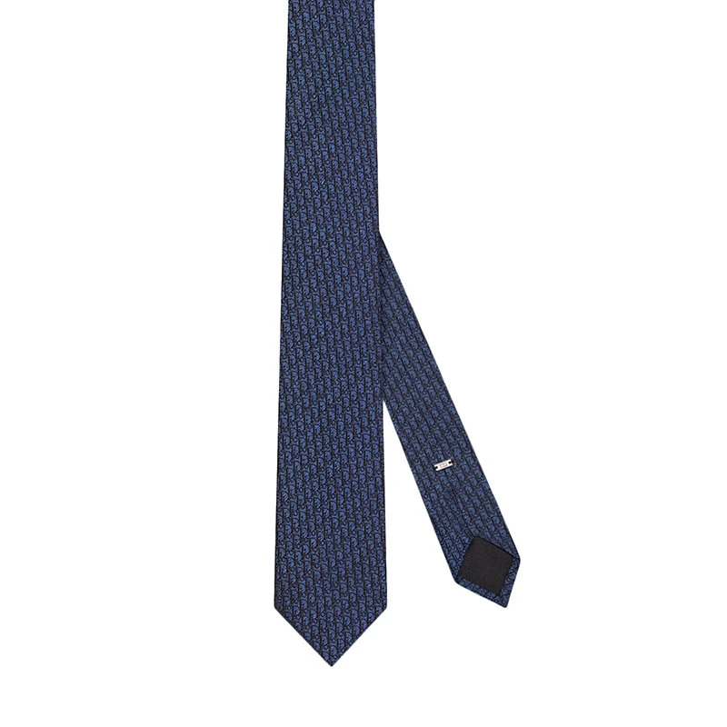 商品Dior|【预售3-7天】DIOR/迪奥 22年春夏 男士蓝色/黑色桑蚕丝老花印花领带93C1046A0121_C975,价格¥1964,第1张图片