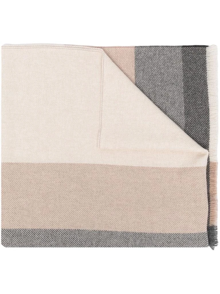 商品Brunello Cucinelli|BRUNELLO CUCINELLI - Striped Cashmere Blend Scarf,价格¥2351,第1张图片