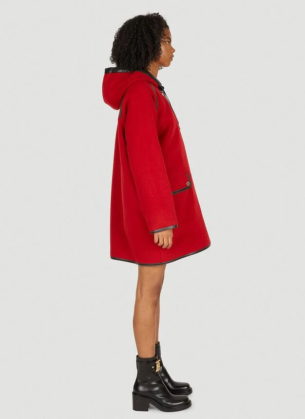 商品Burberry|Contrast Trim Hooded Coat in Red,价格¥13867,第3张图片详细描述