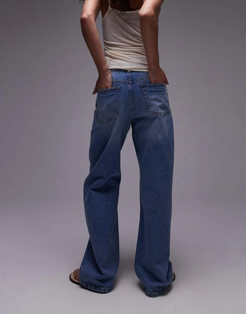 商品Topshop|Topshop mid rise loose fit straight jean in mid blue,价格¥232,第5张图片详细描述
